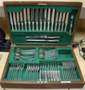 A plated canteen of cutlery, setting for eight persons, cased