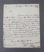 Lieut. General Sir John Moore (1761-1809), signed letter dated 12th July 1788, the letter relates to