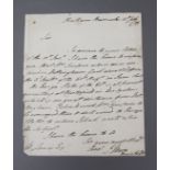 Lieut. General Sir John Moore (1761-1809), signed letter dated 12th July 1788, the letter relates to