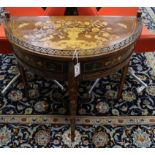 An early 19th century Dutch floral marquetry mahogany demi-lune console table W.80cm