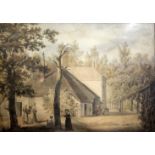 Robert Marris (1750-1827)pair of watercolours with inkViews of a Dutch house with figures in the