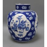 A 19th century Chinese blue and white jar and cover height 29cm