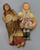 Two Soviet Union dolls in traditional costume