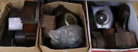 Three boxes of assorted mantel clocks