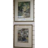 Florence Viner, watercolour, Polperro, signed, 31 x 24cm and another watercolour by Douglas Snowdon