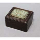 A Chinese hardstone and wood box length 11.5cm