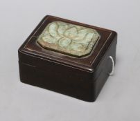 A Chinese hardstone and wood box length 11.5cm