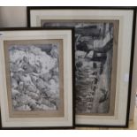 Two WWI French lithographs, Soldiers on parade and The Ramparts of Verdun, signed and numbered,