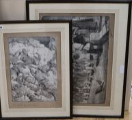 Two WWI French lithographs, Soldiers on parade and The Ramparts of Verdun, signed and numbered,