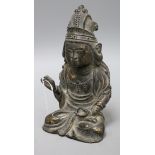 A Chinese bronze seated figure of Guanyin height 20cm