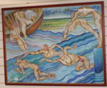 Anliff '99, pastel, Swimmers, 82 x 110cm.