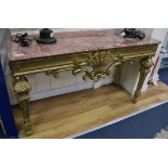 An 18th century style marble top giltwood console table W.140cm