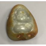 A jade boulder carving of a Buddha