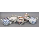 Five Chinese teapots, one lacking cover tallest 13.5cm