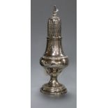 A George III silver pepperette, Crispin Fuller, London, 1793, 15.9cm.