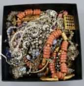 A quantity of mixed costume jewellery.