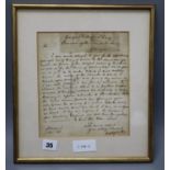 J W Walter Scott: Framed and signed letters