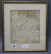 J W Walter Scott: Framed and signed letters