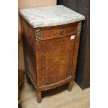 A French marble top bedside cabinet W.43cm