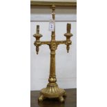 A pair of giltwood twin branch table lamps height 57cm