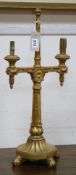 A pair of giltwood twin branch table lamps height 57cm