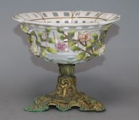 A Sitzendorf floral encrusted fruit basket height 17cm