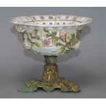 A Sitzendorf floral encrusted fruit basket height 17cm