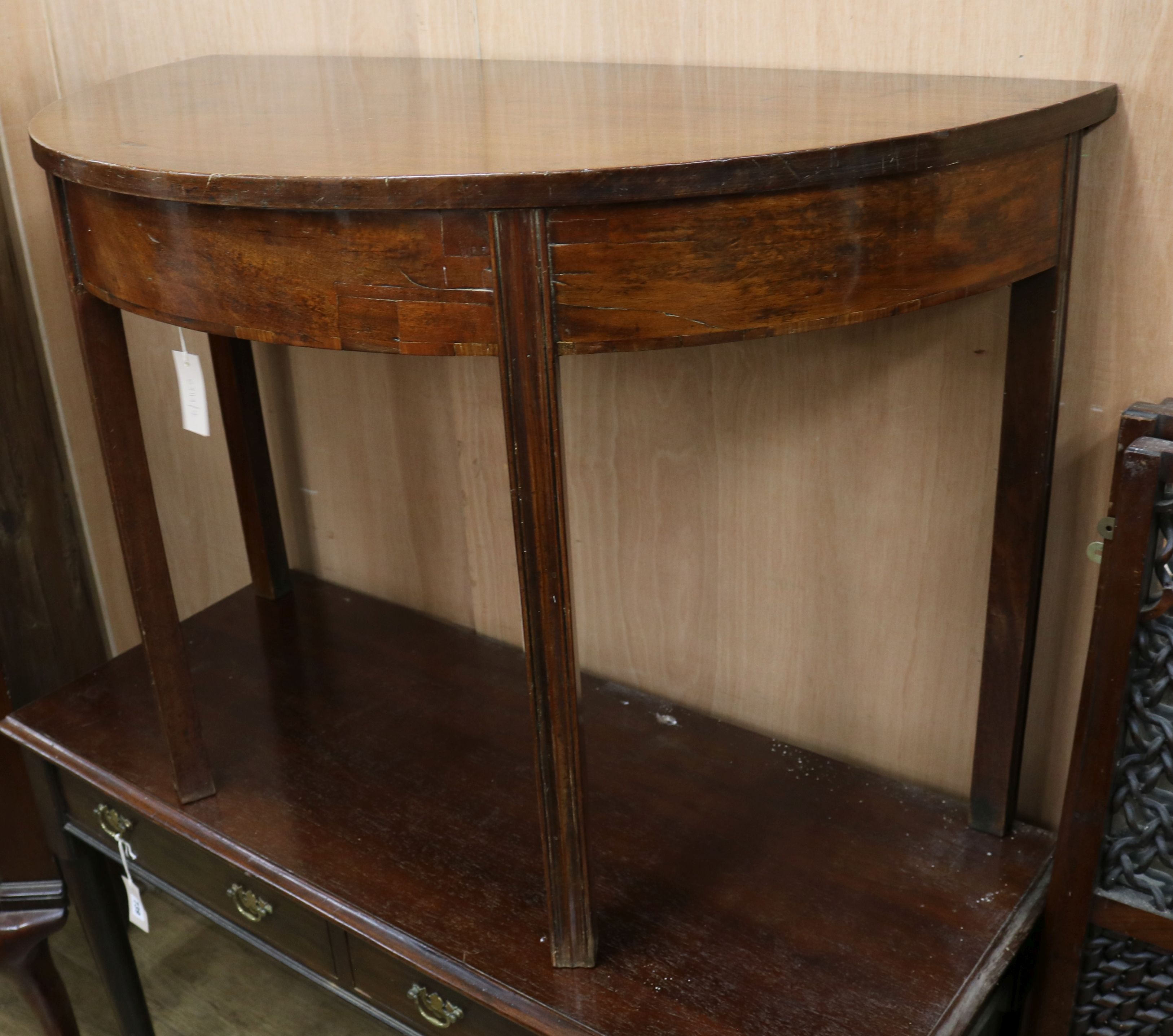 A George III D shaped side table W.106cm