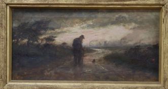 Mary Mostyn Clarke - oil on canvas, The Tramp, signed and dated 1907, 30 x 60cm.