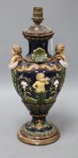 A Majolica lamp height 36cm