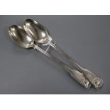 A pair of early Victorian silver fiddle, thread and shell pattern basting spoons by William Eaton,
