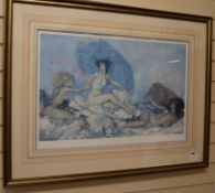 William Russell Flint limited edition print, Rococo Aphrodite, 399/850 45 x 68cm