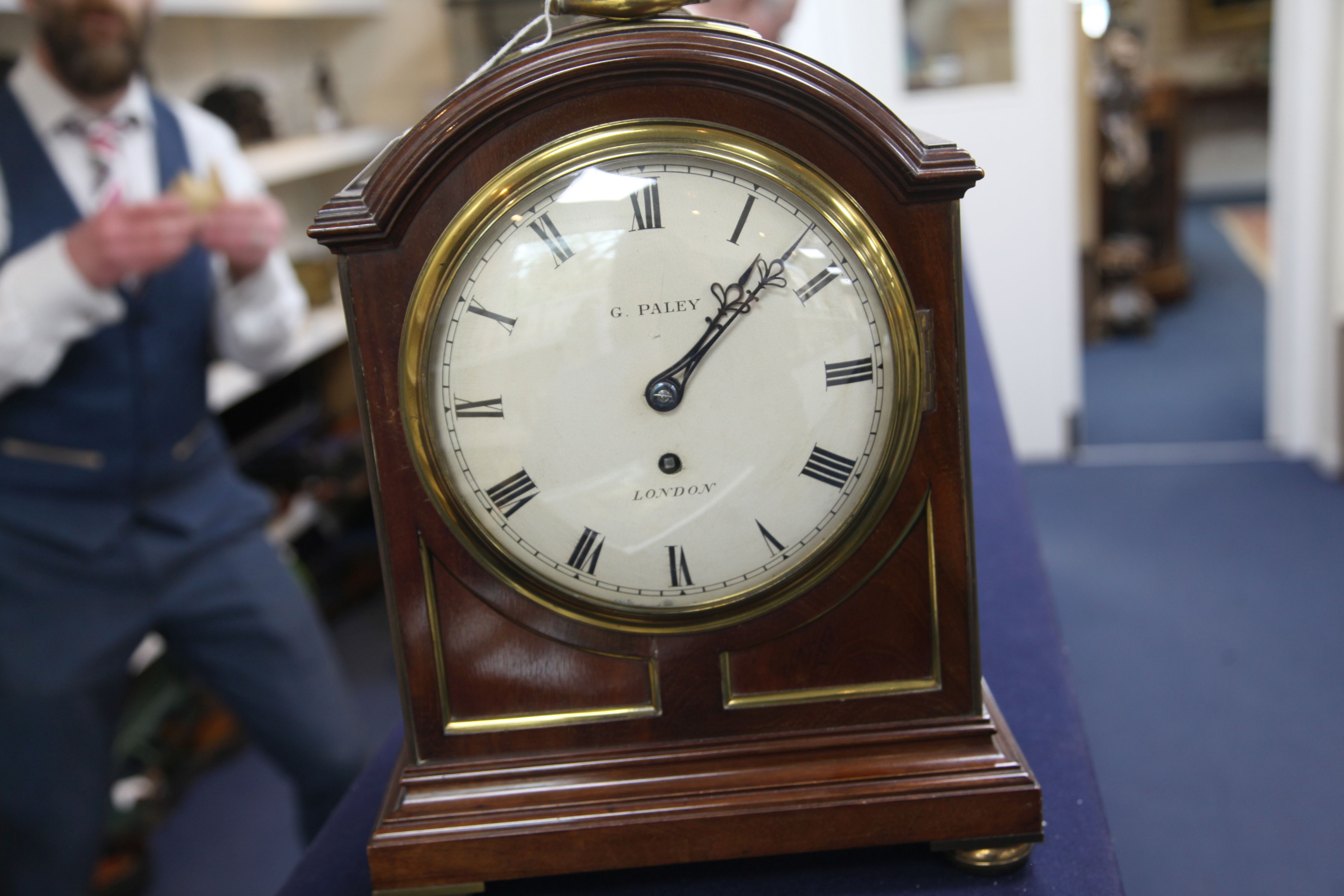 G. Paley of London, a large mahogany cased regulator, with arched case and painted dial, unsigned - Image 5 of 5