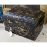 A Japanese lacquer sewing box
