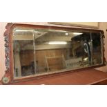 A George III design triple plate overmantel mirror W.155cm