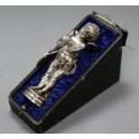 A Luca Madrassi silver plated bronze of a cherub, in fitted case