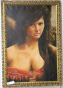 R Evans, oil on canvas, Portrait of a young lady, signed, 75 x 49cm