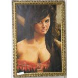 R Evans, oil on canvas, Portrait of a young lady, signed, 75 x 49cm