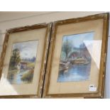 R. Esdaile Richardson, pair of watercolours, Views of a watermill, signed and dated 1901, 35 x