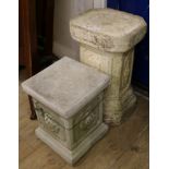 Two reconstituted stone pedestals W.39.5 and 32cm