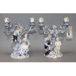 Two Meissen two branch candlesticks height 22cm