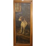 Bess Baker, oil on canvas, Hound in a stable, signed and dated 1911, 93 x 33cm
