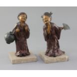 George Maxim (1895-1940). A pair of bronzed spelter bookends, modelled as Japanese children, signed,