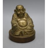 An early 20th century bronze Budai