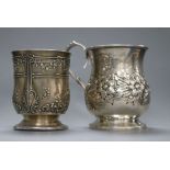 Two early 20th century silver christening mugs, 5.5 oz.