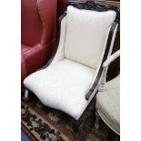 A late Victorian ebonised salon chair