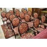 A set of sixteen Louis XVI style beech fauteuil armchairs