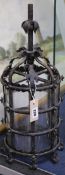 A wrought iron lantern height 55cm