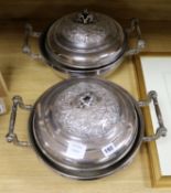 A pair of plated vegetable tureens and covers