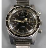 A gentleman's 1960's? stainless steel Hema diver's chronograph manual wind wrist watch, on
